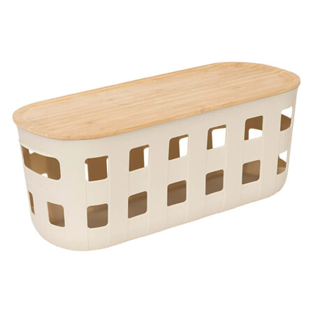 Panier de rangement en bambou avec couvercle 37,5 × 14,6 × 15 cm