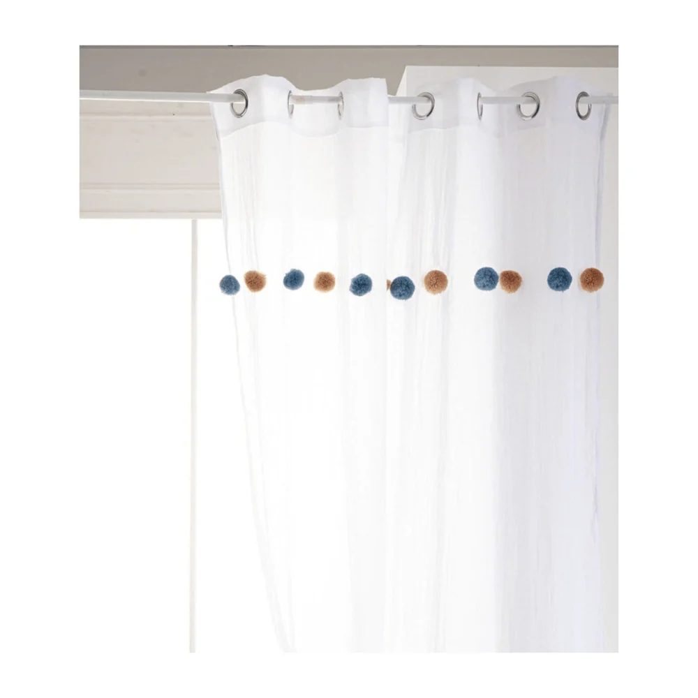 Voilage enfant à pompons 140 × 240 cm