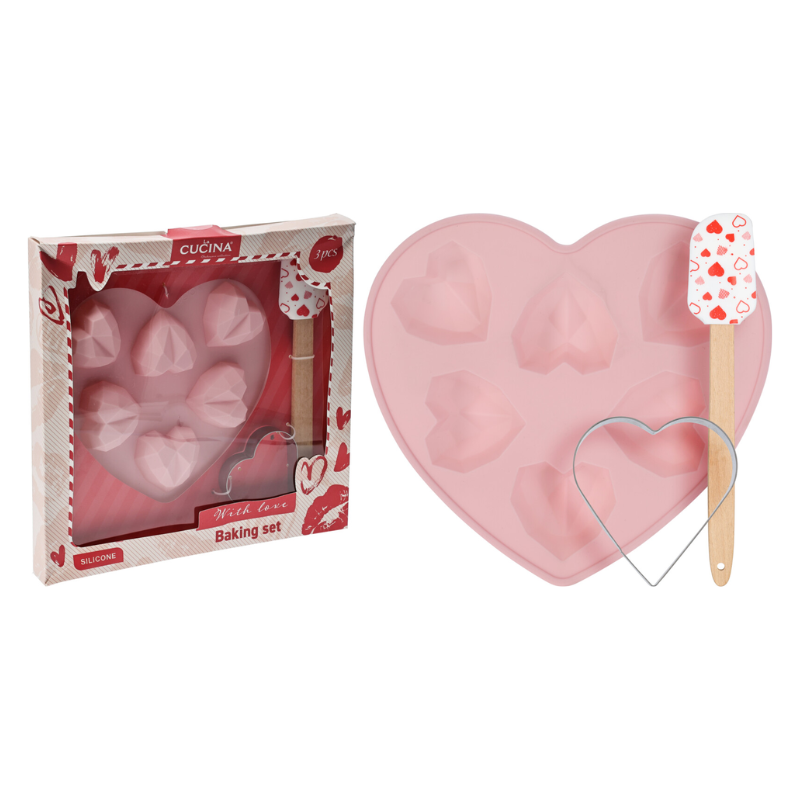 Ensemble de pâtisserie Cœur en silicone – 3 pièces