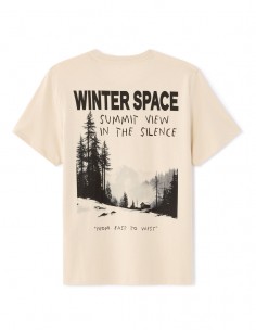 T-shirt regular col rond imprimé Winter space - BEIGE