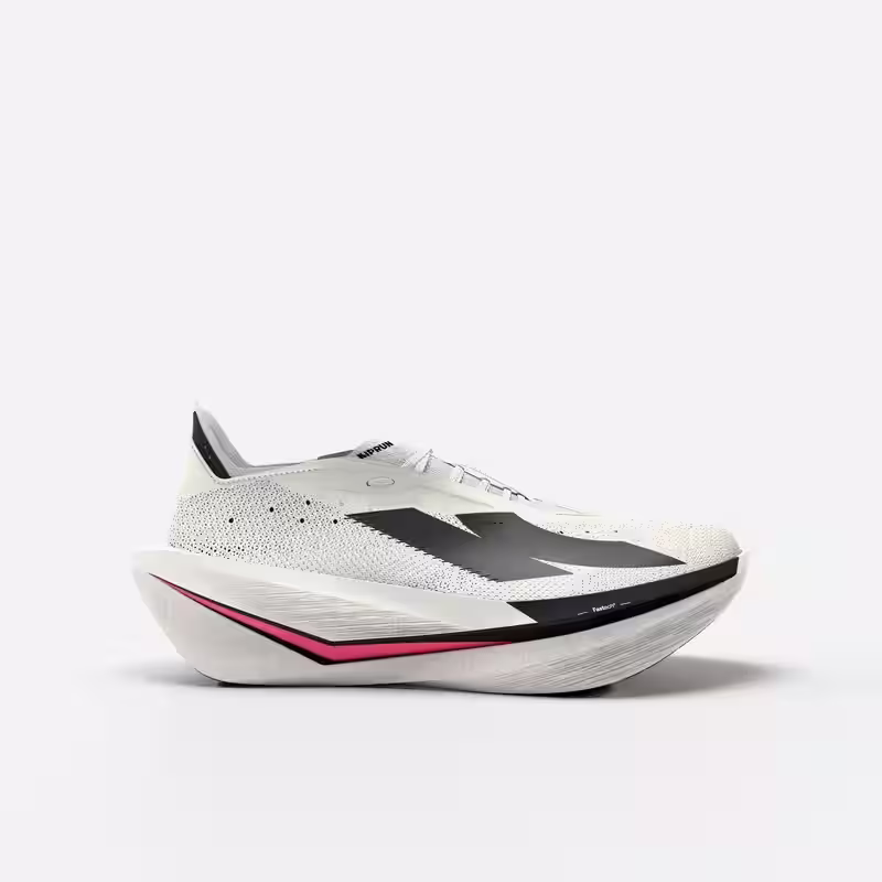 Chaussures de running à plaque carbone homme, Kiprun Kipstorm Elite blanc rose