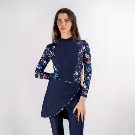 Burkini rime 100 manches longues all blos navy