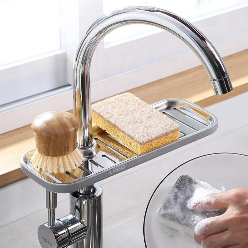 Haute qualité multi-fonctionnel en acier inoxydable robinet support de rangement cuisine support de rangement éponge égouttoir porte-éponge