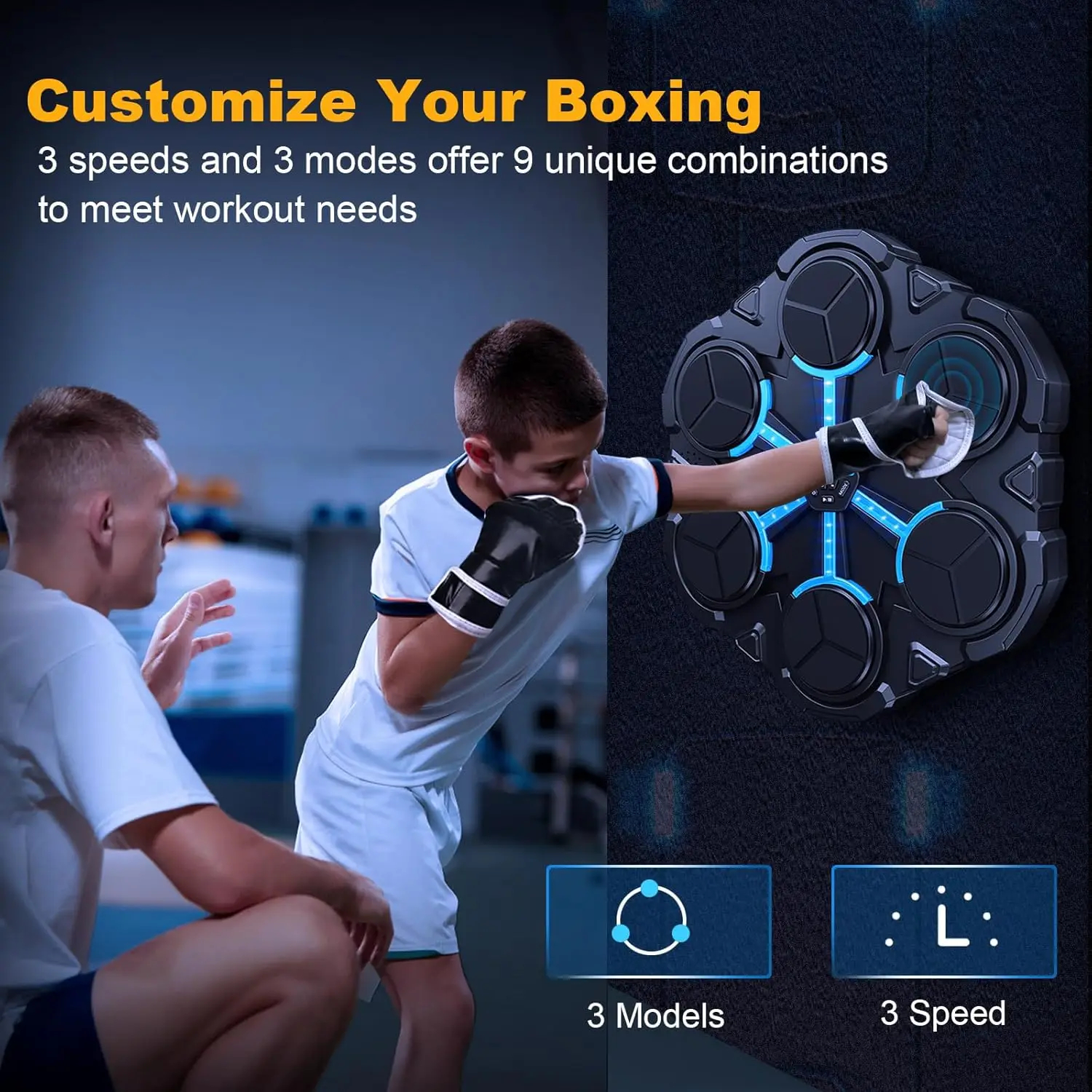Machine entraînement de boxe musicale intelligente grise de nouvelle conception RS, nouvelle machine de boxe musicale électronique à cible murale pour adultes et enfants