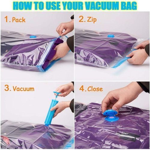 Sacs de compression sous vide pliables modernes, écologiques, de grande capacité, transparents et carrés, en PE PET, pour le salon