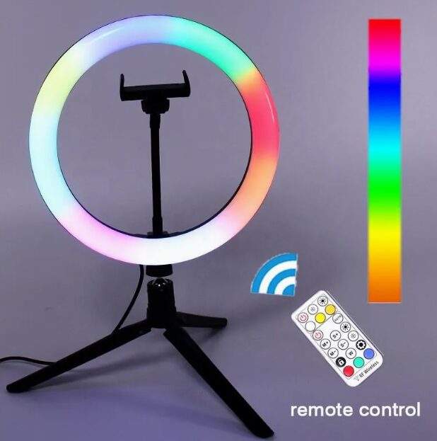 Super Promo Trépied Réglable 0.5M 1.1M 1.6M 2.1M & Anneau Lumineux LED de 10&Prime; pour Selfie, Streaming en Direct, Vidéo TikTok et Maquillage