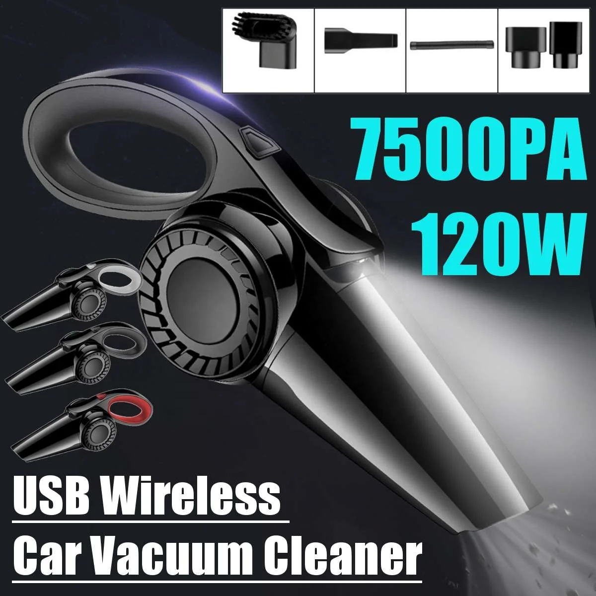 Aspirateur de voiture 4 en 1, 7500Pa, noir et Decker, pour intérieur de voiture, à main, humide et sec