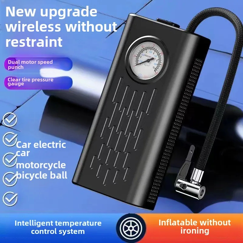 Pompe à air sans fil pour voiture Portable haute puissance gonfleur Rechargeable USB entièrement automatique pour petites voitures plastique domestique extérieur