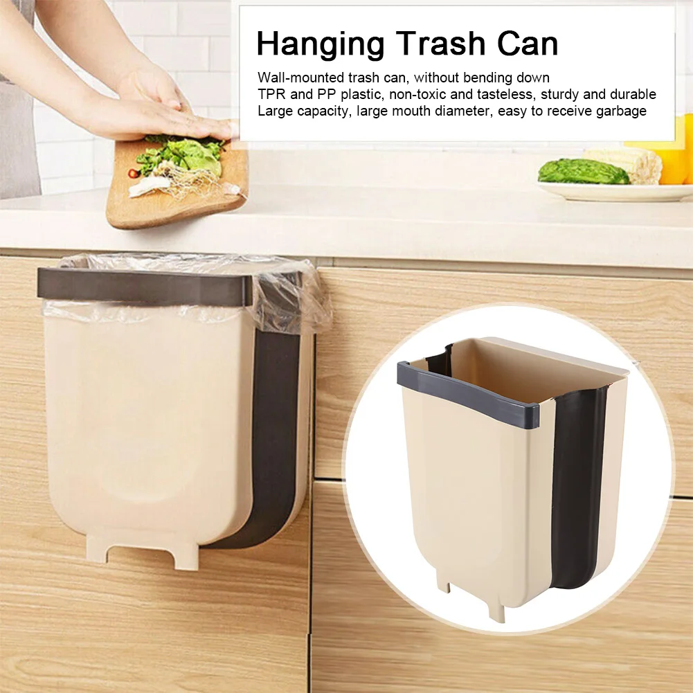 Poubelle de cuisine pliable – Fixation murale ou porte de placard