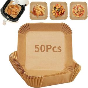 50 Papier pour air fryer, papier antiadhésif carré pour friteuse à air.