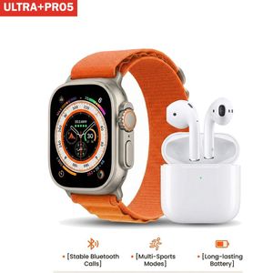 Pack 2en1 Montre Ultra Intelligente + Écouteurs Pro5 Bluetooth.