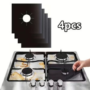 4 N pcs Tapis 27cm/27cm de Nettoyage Résistant aux Taches et à l'Huile en Téflon, Protection pour Cuisinière à Gaz - Pad Lavable Huile Et Résistant À La Saleté