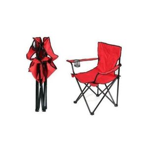 Chaise noir de camping et plage Fauteuil avec porte gobelet