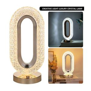Lampe de Table LED Tactile en cristal de LUXE, Circulaire, Sans Fil, Abat jour Cristal